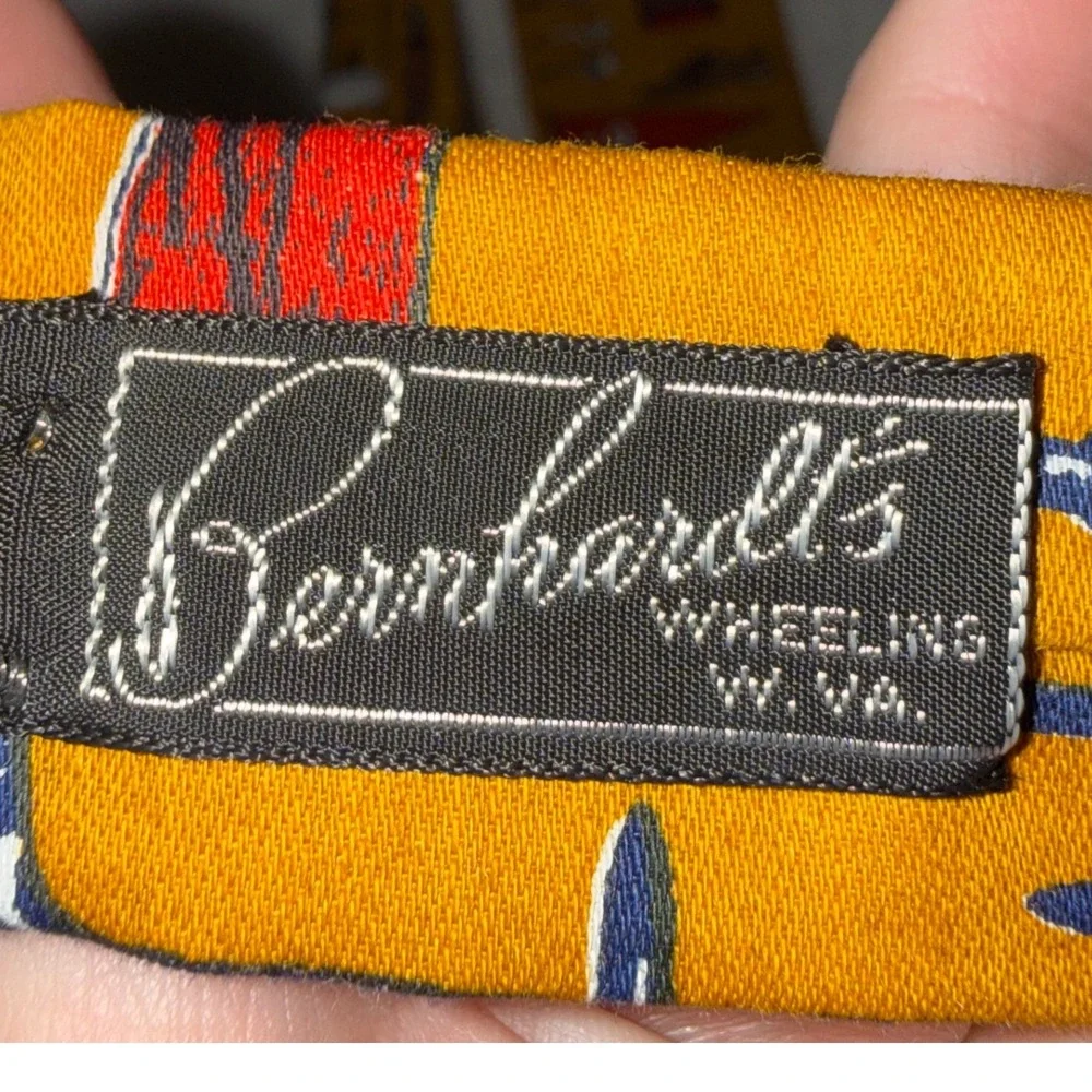 Vintage Rooster Mens‎ Golf Club Scorecard Novelty Square Tie Bernhardts